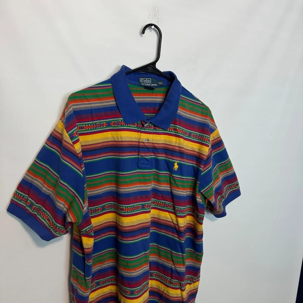 Polo Ralph Lauren Polo Shirt Mens XXL Multicolor Southwestern Stripe Aztec Pony